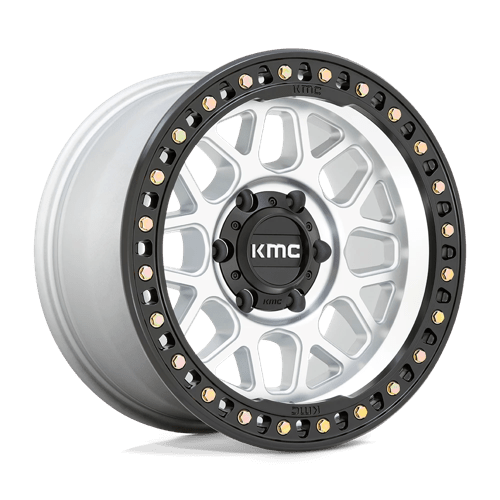 KMC KM549 GRS Machined W/ Satin Black Lip wheel showcasing bold design and durability for off-road vehicles.