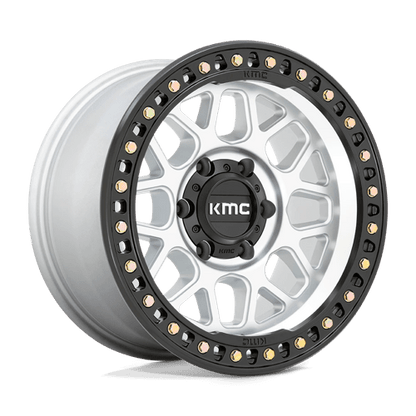 KMC KM549 GRS Machined W/ Satin Black Lip wheel showcasing bold design and durability for off-road vehicles.
