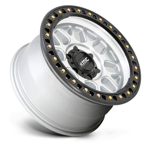 KMC KM549 GRS Machined W/ Satin Black Lip wheel for trucks and SUVs, featuring a bold design and off-road durability.
