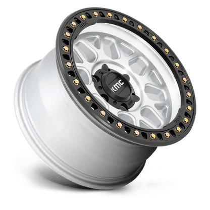KMC KM549 GRS Machined W/ Satin Black Lip wheel for trucks and SUVs, featuring a bold design and off-road durability.