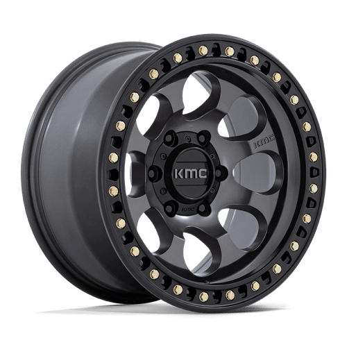 KMC KM550 RIOT SBL Anthracite W/ Satin Black Lip wheel showcasing durable design and aggressive styling.