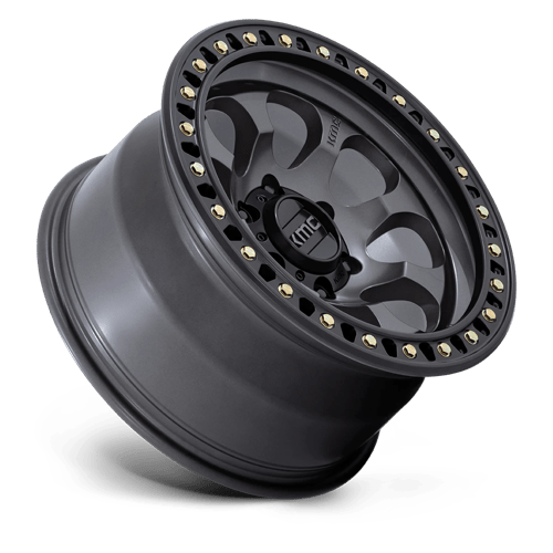 KMC KM550 RIOT SBL Anthracite W/ Satin Black Lip wheel featuring aggressive styling and durable construction.