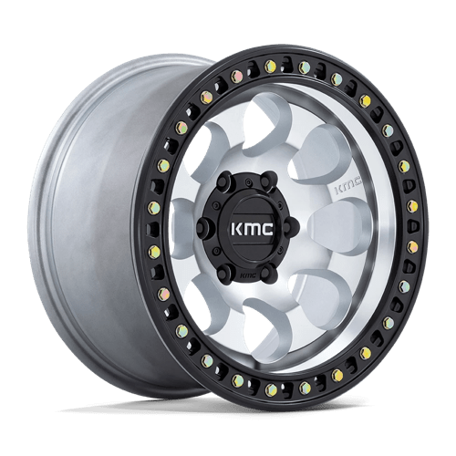 KMC KM550 RIOT SBL Machined W/ Satin Black Lip wheel showcasing aggressive styling and performance.