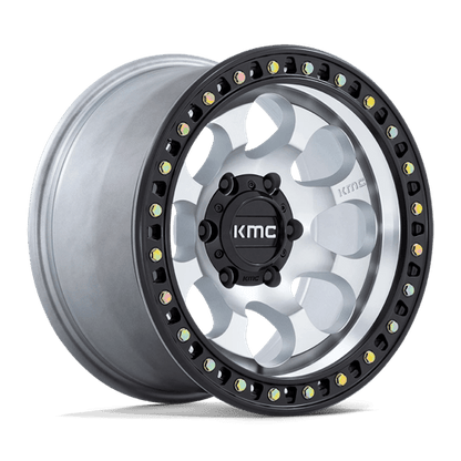 KMC KM550 RIOT SBL Machined W/ Satin Black Lip wheel showcasing aggressive styling and performance.