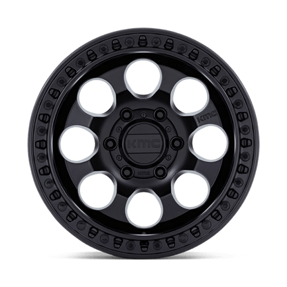 KMC KM550 RIOT SBL Satin Black wheel designed for trucks and SUVs with aggressive styling and durability.