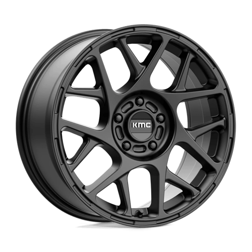 KMC KM708 BULLY Satin Black wheel showcasing aggressive design and rugged durability for vehicles.