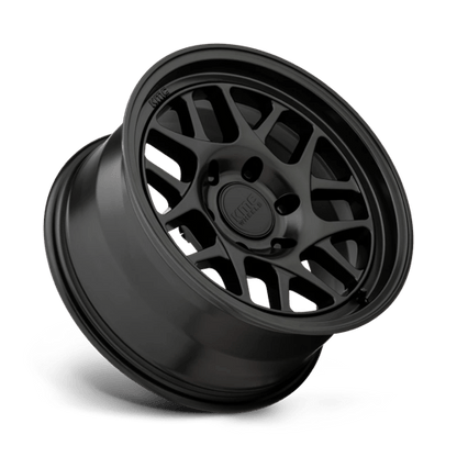KMC KM717 BULLY OL Satin Black wheel showcasing aggressive design and rugged durability.