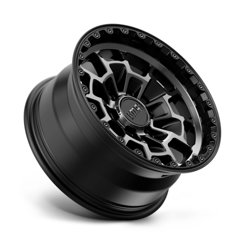 KMC KM718 SUMMIT Satin Black W/ Gray Tint wheel showcasing rugged design and durability for off-road vehicles.