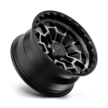 KMC KM718 SUMMIT Satin Black W/ Gray Tint wheel showcasing rugged design and durability for off-road vehicles.