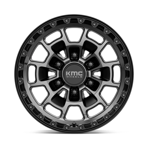 KMC KM718 SUMMIT Satin Black W/ Gray Tint off-road wheel design for rugged performance and style.
