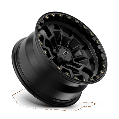 KMC KM718 SUMMIT Satin Black rugged off-road wheel with bold design for Jeeps, trucks, and Ford Broncos.