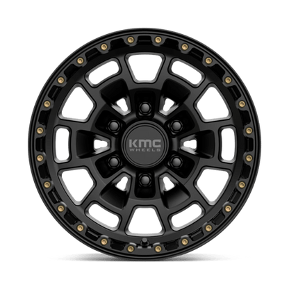 KMC KM718 SUMMIT Satin Black wheel showcasing rugged design and durability for off-road and performance vehicles.
