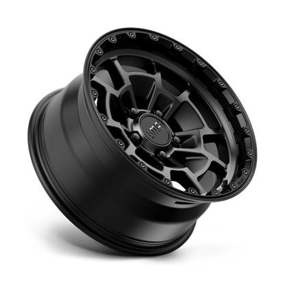 KMC KM718 SUMMIT Satin Black W/ Gray Tint rugged wheel for off-road vehicles and performance driving.