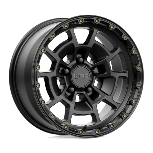 KMC KM718 SUMMIT Satin Black wheel featuring rugged design and bold styling for performance vehicles.