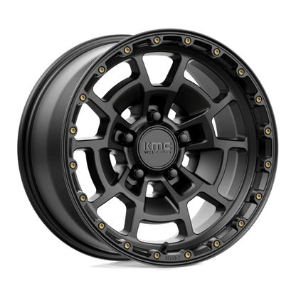 KMC KM718 SUMMIT Satin Black wheel featuring rugged design and bold styling for performance vehicles.