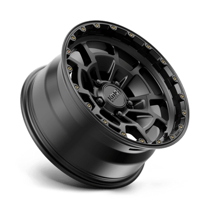 KMC KM718 SUMMIT Satin Black off-road wheel showcasing rugged design and durability.