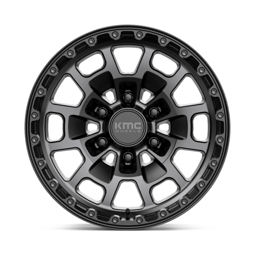 KMC KM718 SUMMIT Satin Black W/ Gray Tint wheel designed for rugged off-road and high performance driving.