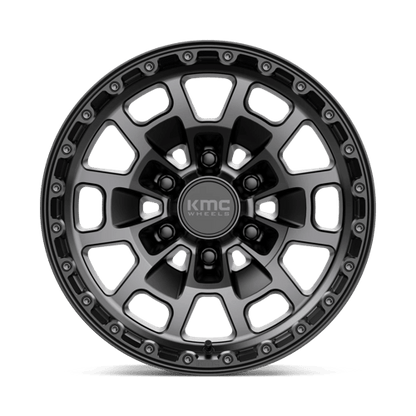 KMC KM718 SUMMIT Satin Black W/ Gray Tint wheel designed for rugged off-road and high performance driving.