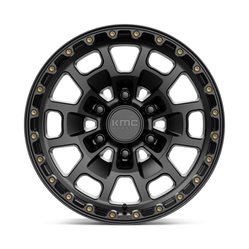 KMC KM718 SUMMIT Satin Black wheel with rugged design and stylish finish, perfect for off-road and performance driving.