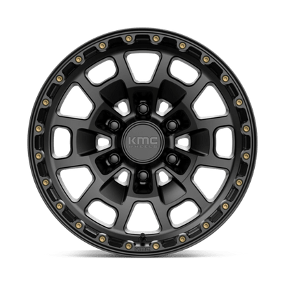 KMC KM718 SUMMIT Satin Black wheel with rugged design and stylish finish, perfect for off-road and performance driving.