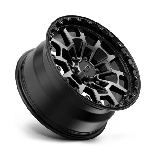 KMC KM718 SUMMIT Satin Black W/ Gray Tint wheel showcasing rugged design and performance for off-road enthusiasts.