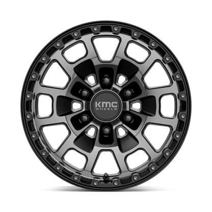 KMC KM718 SUMMIT Satin Black W/ Gray Tint wheel showcasing rugged design and durable performance for off-road vehicles.