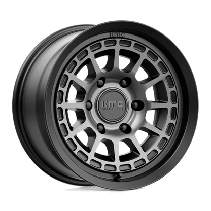 KMC KM719 CANYON Satin Black W/ Gray Tint off-road wheel designed for trucks and SUVs.