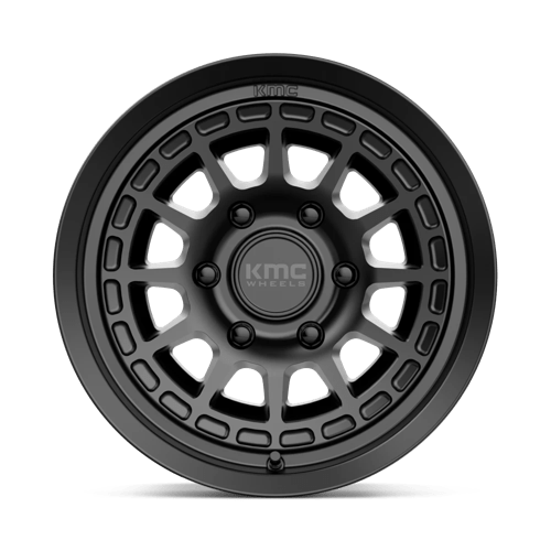 KMC KM719 CANYON Satin Black wheel showcasing rugged design and aggressive aesthetics for off-road vehicles.