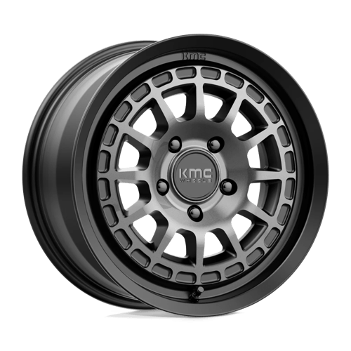 KMC KM719 CANYON Satin Black W/ Gray Tint wheel image showcasing rugged design and aggressive aesthetics.