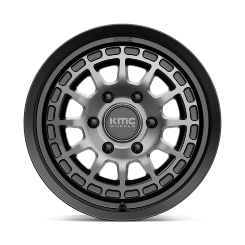 KMC KM719 CANYON Satin Black W/ Gray Tint wheel featuring rugged design and aggressive aesthetics.