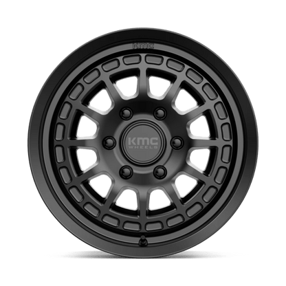 KMC KM719 CANYON Satin Black wheel with a rugged design for off-road vehicles.