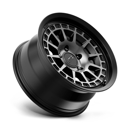 KMC KM719 CANYON Satin Black W/ Gray Tint wheel, rugged design for off-road adventures.