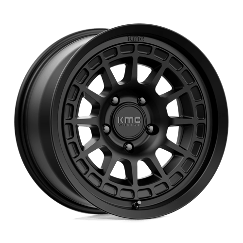 KMC KM719 CANYON Satin Black wheel showcasing rugged design and aggressive aesthetics for off-road vehicles.
