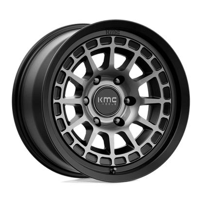 KMC KM719 CANYON Satin Black W/ Gray Tint wheel showcasing rugged design and style for off-road adventures.