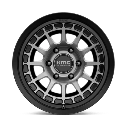 KMC KM719 CANYON Satin Black W/ Gray Tint wheel showcasing rugged design and aggressive aesthetics for off-road adventures.