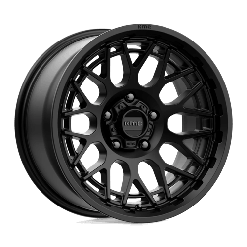 KMC KM722 TECHNIC Satin Black wheel showcasing sleek design and durability for trucks and SUVs.