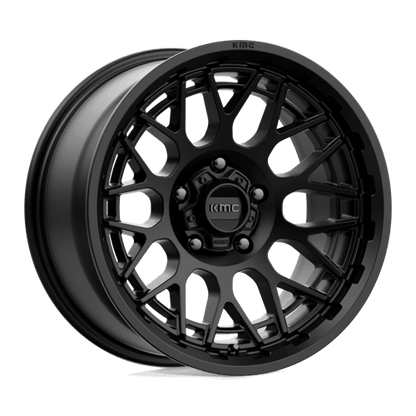 KMC KM722 TECHNIC Satin Black wheel showcasing sleek design and durability for trucks and SUVs.