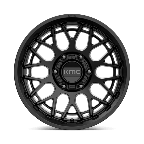 KMC KM722 TECHNIC Satin Black wheel with intricate design and modern style.