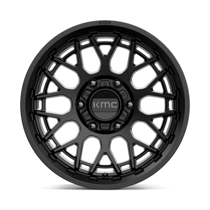 KMC KM722 TECHNIC Satin Black wheel with intricate design and modern style.