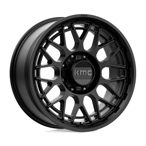 KMC KM722 TECHNIC Satin Black wheel featuring a sleek, modern design for trucks and SUVs.
