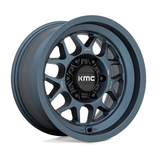 KMC KM725 TERRA Metallic Blue wheel designed for off-road adventures and rugged vehicles.