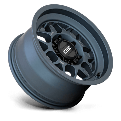 KMC KM725 TERRA Metallic Blue wheel for trucks and SUVs, rugged design for off-road adventures.