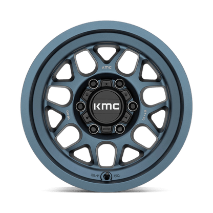 KMC KM725 TERRA Metallic Blue wheel designed for off-road adventures and rugged terrain.