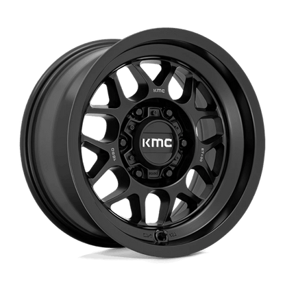 KMC KM725 TERRA Satin Black wheel, rugged off-road design for trucks and SUVs.
