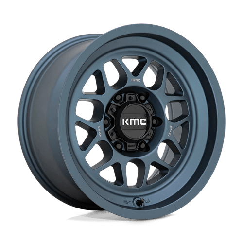 KMC KM725 TERRA Metallic Blue wheel designed for trucks and SUVs, featuring rugged durability and aggressive styling.