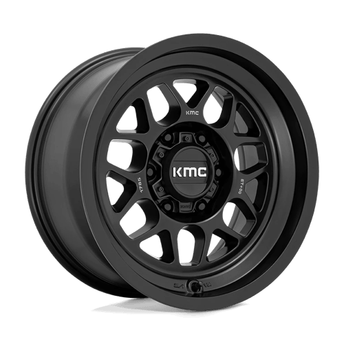 KMC KM725 TERRA Satin Black off-road wheel designed for trucks and SUVs, showcasing rugged strength and aggressive style.