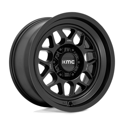 KMC KM725 TERRA Satin Black off-road wheel designed for trucks and SUVs, showcasing rugged strength and aggressive style.