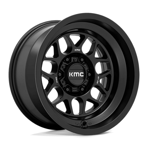 KMC KM725 TERRA Satin Black wheel designed for off-road trucks and SUVs, offering strength and aggressive styling.