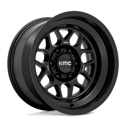 KMC KM725 TERRA Satin Black wheel designed for off-road trucks and SUVs, offering strength and aggressive styling.