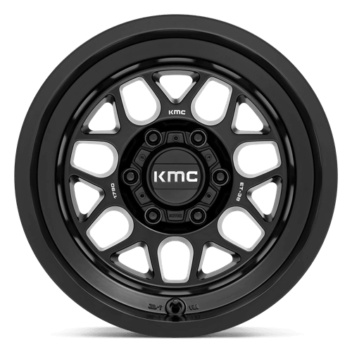 KMC KM725 TERRA Satin Black wheel, rugged design for off-road trucks and SUVs, aggressive styling and durability.